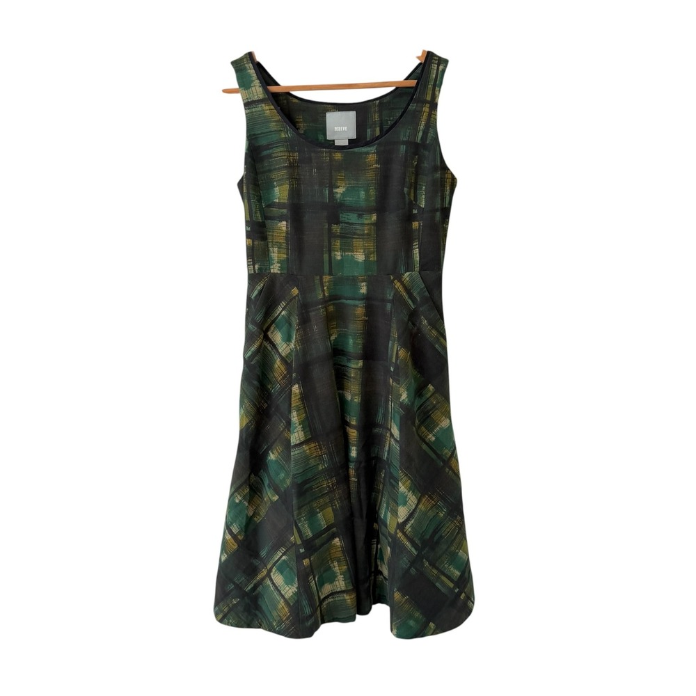 Maeve Painted Plaid Taylor Swift New Girl Dress Womens 4 Green Retro NO BELT